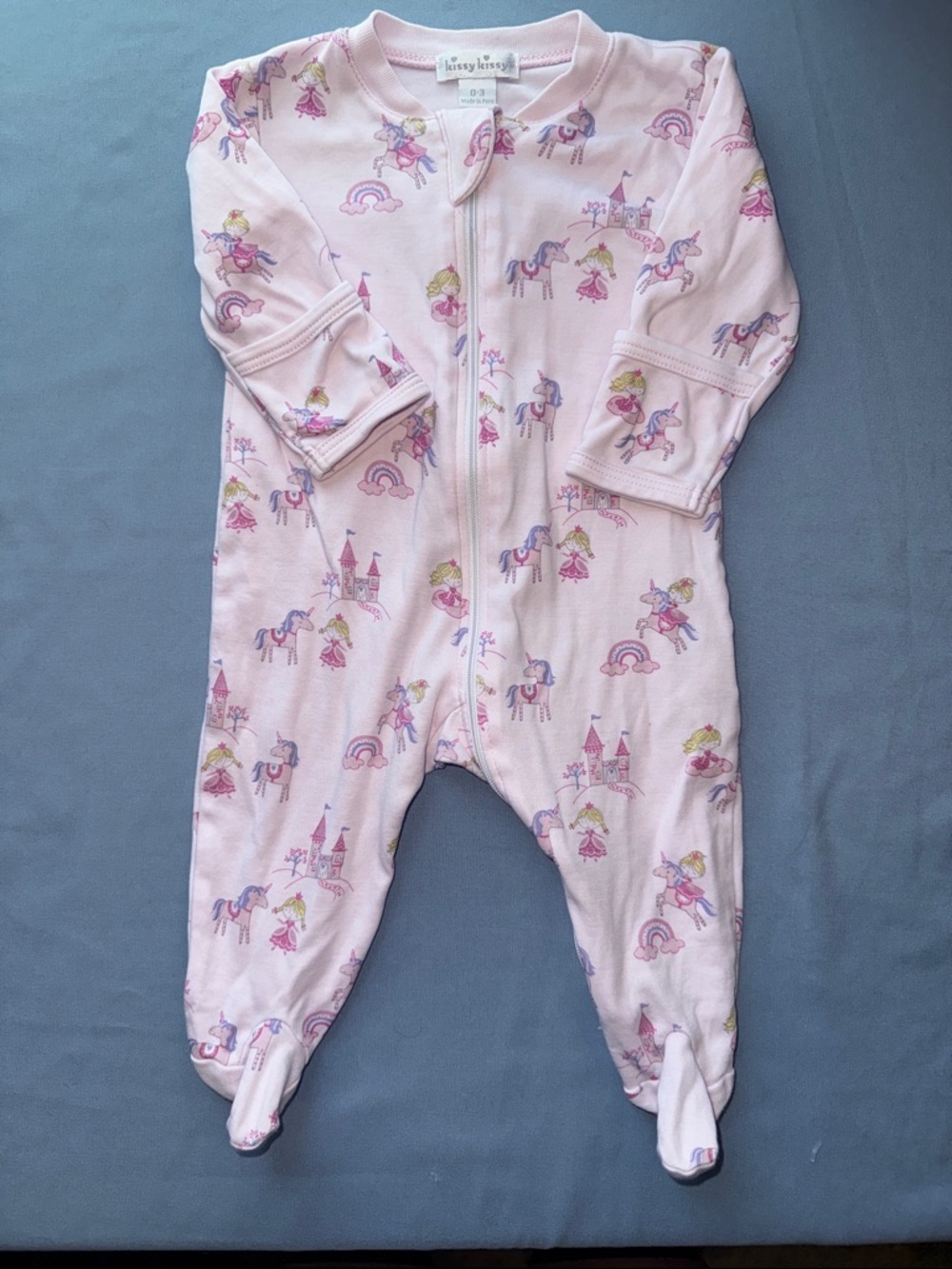 Kissy Kissy Light Pink Unicorn & Castle Footed One-Piece